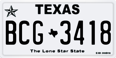 TX license plate BCG3418