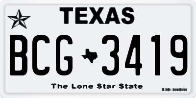 TX license plate BCG3419