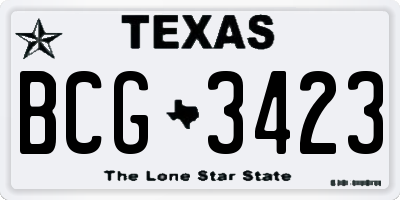 TX license plate BCG3423