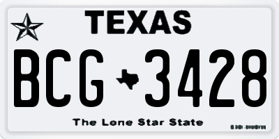 TX license plate BCG3428