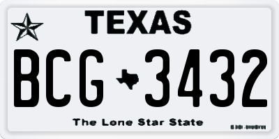 TX license plate BCG3432