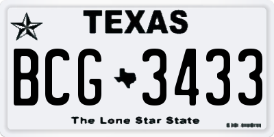 TX license plate BCG3433