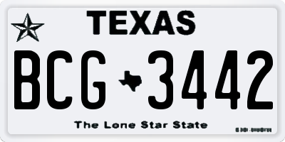 TX license plate BCG3442