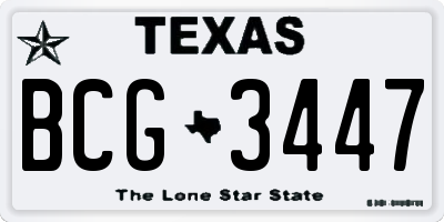 TX license plate BCG3447