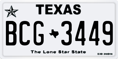 TX license plate BCG3449