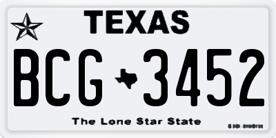 TX license plate BCG3452