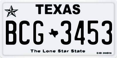 TX license plate BCG3453