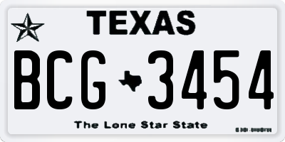 TX license plate BCG3454