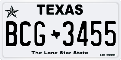 TX license plate BCG3455