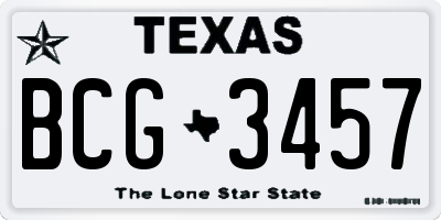 TX license plate BCG3457