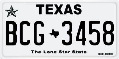 TX license plate BCG3458