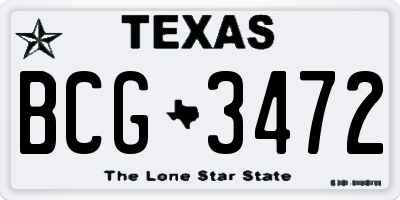 TX license plate BCG3472