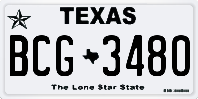 TX license plate BCG3480