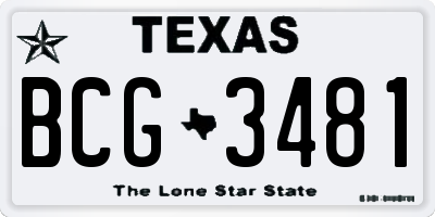 TX license plate BCG3481
