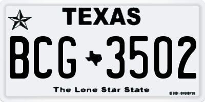 TX license plate BCG3502