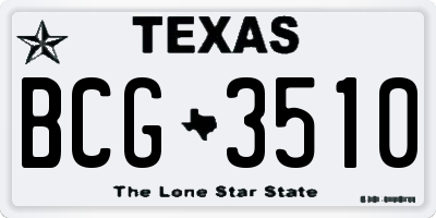 TX license plate BCG3510