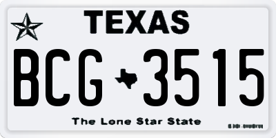 TX license plate BCG3515