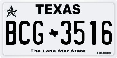 TX license plate BCG3516