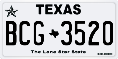 TX license plate BCG3520