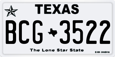 TX license plate BCG3522