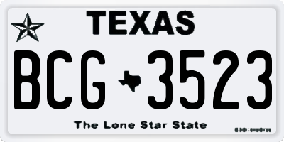TX license plate BCG3523