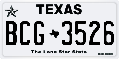 TX license plate BCG3526