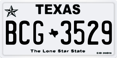 TX license plate BCG3529