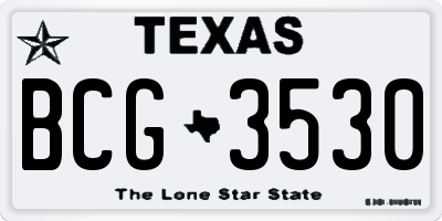 TX license plate BCG3530