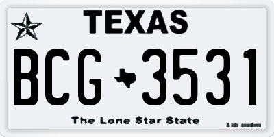 TX license plate BCG3531