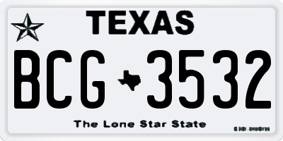 TX license plate BCG3532