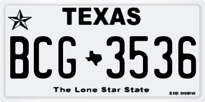 TX license plate BCG3536