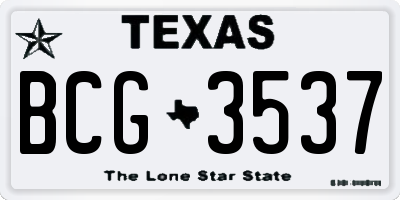 TX license plate BCG3537