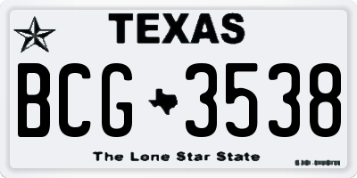 TX license plate BCG3538