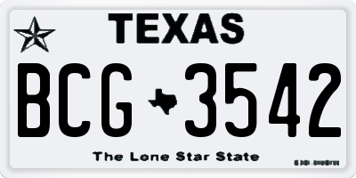 TX license plate BCG3542