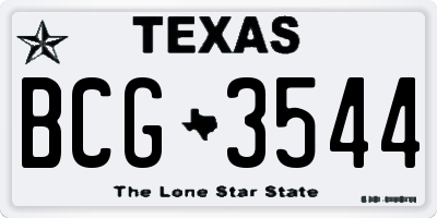 TX license plate BCG3544