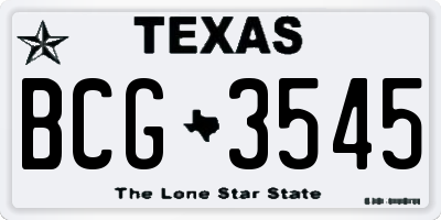 TX license plate BCG3545