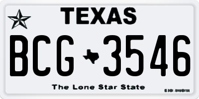 TX license plate BCG3546