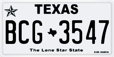 TX license plate BCG3547