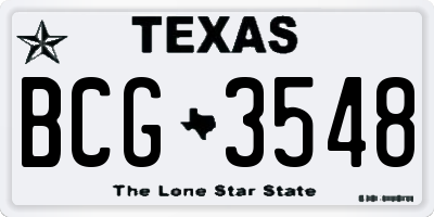 TX license plate BCG3548