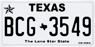 TX license plate BCG3549