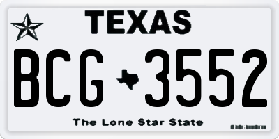 TX license plate BCG3552