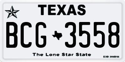 TX license plate BCG3558
