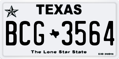TX license plate BCG3564