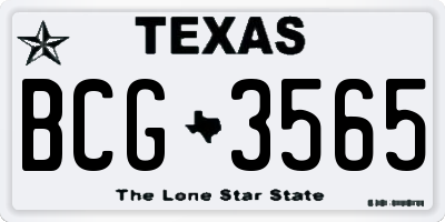 TX license plate BCG3565