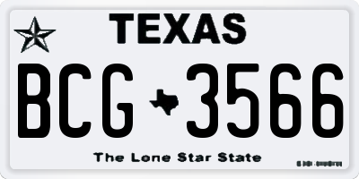 TX license plate BCG3566
