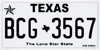 TX license plate BCG3567