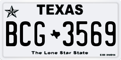 TX license plate BCG3569