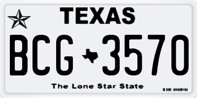 TX license plate BCG3570