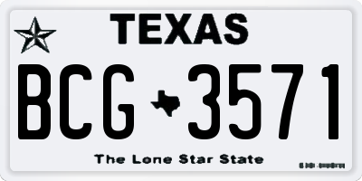 TX license plate BCG3571