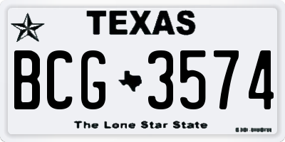 TX license plate BCG3574